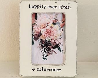 Happily ever after picture frame GIFT wedding frame Engagement picture frame gift for husband gift for wife farmhouse decor