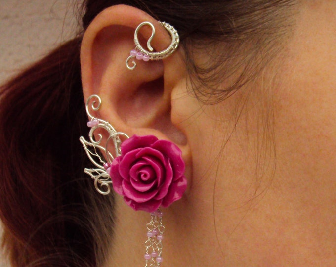 Pair of Wire Wrapped Ear Cuffs Spanish Rose Etsy