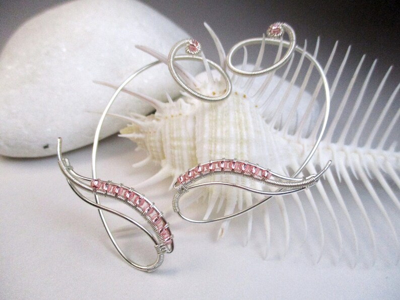 Elf earrings Ear cuffs Rose Pair of ear cuffs Ear cover earrigns Boho ear wraps Ear crawler Ear cuff no piercing