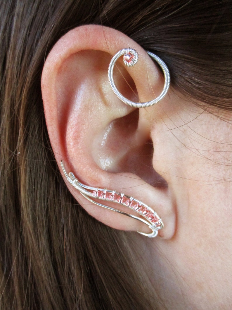 Elf earrings Ear cuffs Rose Pair of ear cuffs Ear cover earrigns Boho ear wraps Ear crawler Ear cuff no piercing