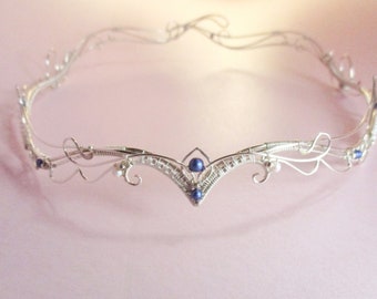 Circlet Lake of Dreams with blue beads - Elven circlet - Crown - Tiara