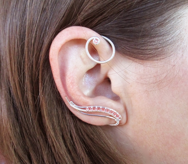 Elf earrings Ear cuffs Rose Pair of ear cuffs Ear cover earrigns Boho ear wraps Ear crawler Ear cuff no piercing