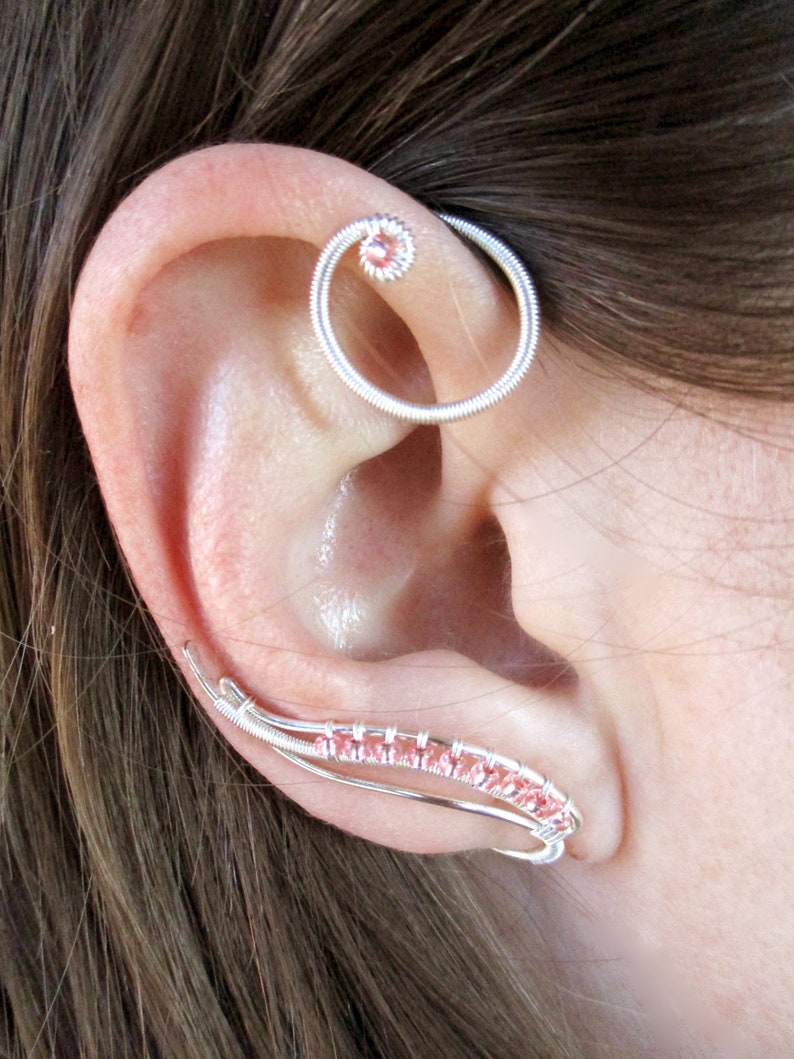 Elf earrings Ear cuffs Rose Pair of ear cuffs Ear cover earrigns Boho ear wraps Ear crawler Ear cuff no piercing