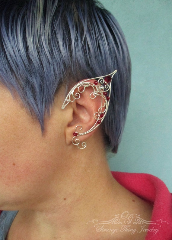 Fairy flower ear cuff no piercing, elf ear wrap earring