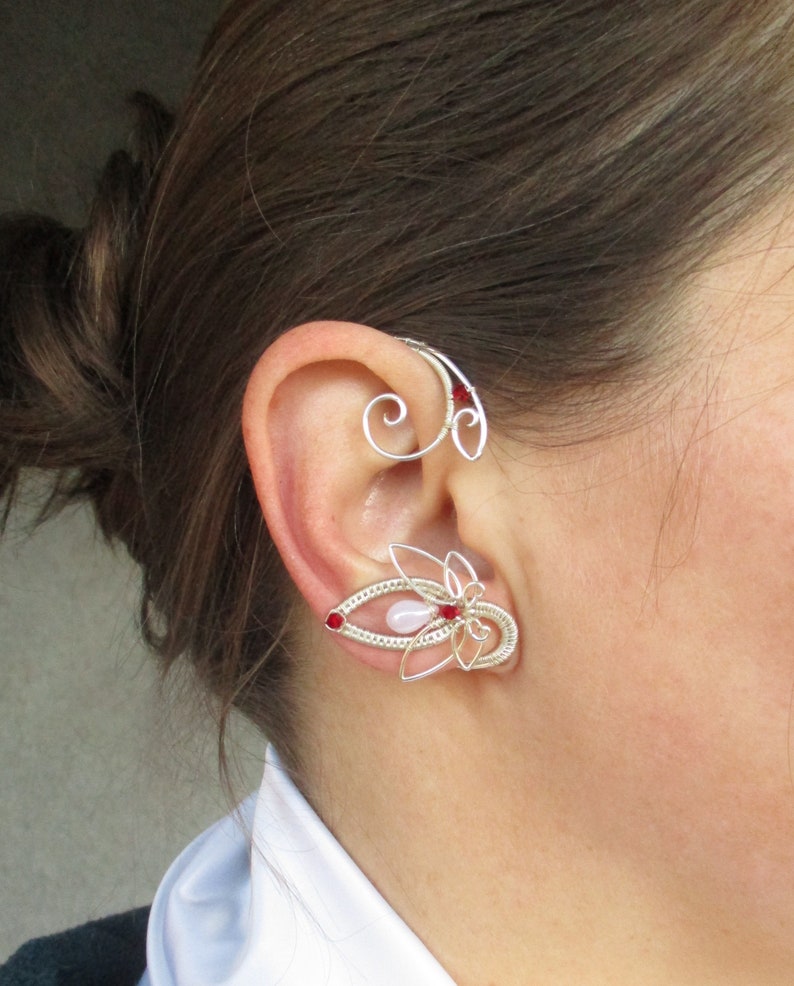 Pair of wire ear cuffs Ivy Ear cuffs Elf earrings Ear Etsy
