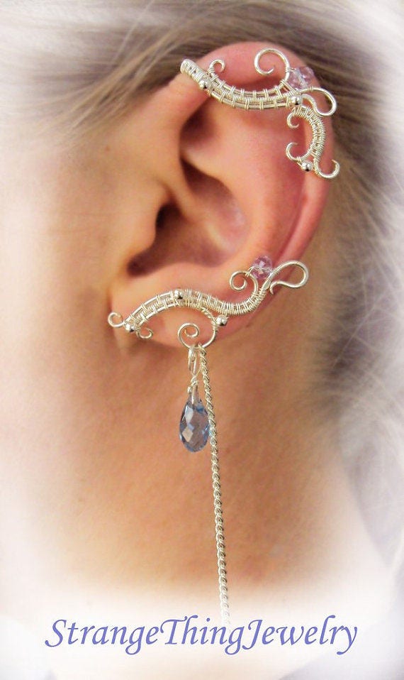 Ear Cuffs Daydream Silver Tone Chain Dangle Ear Wraps, Single