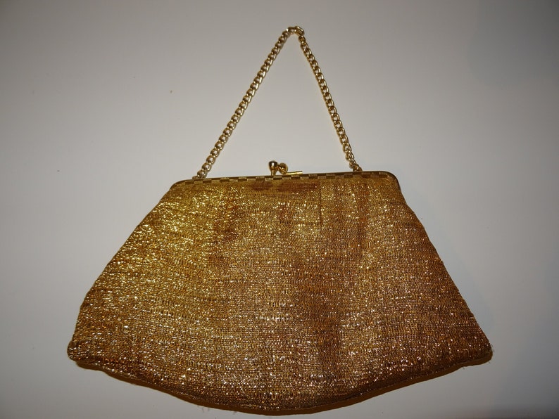 Gold Evening Bag Lurex Sparkly Handbag Vintage Purse | Etsy