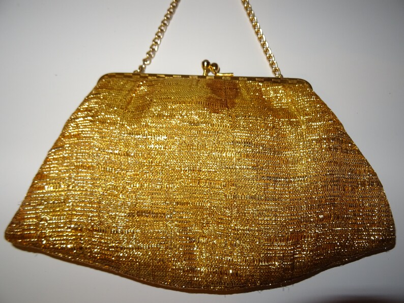 gold evening handbag