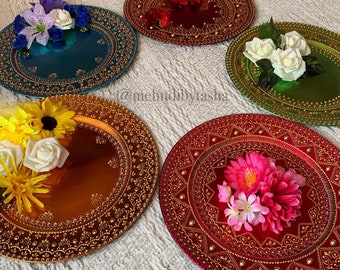 Indian Wedding Mehndi Thaal Plate Tray Message For Custom Etsy