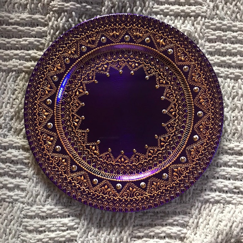 Stunning Purple Moroccan Style Decorative Charger Plate Etsy Free