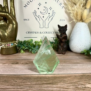 Baja Green Fluorite with Rainbows Self-Standing Freeform Crystal for Home Decor and Meditation