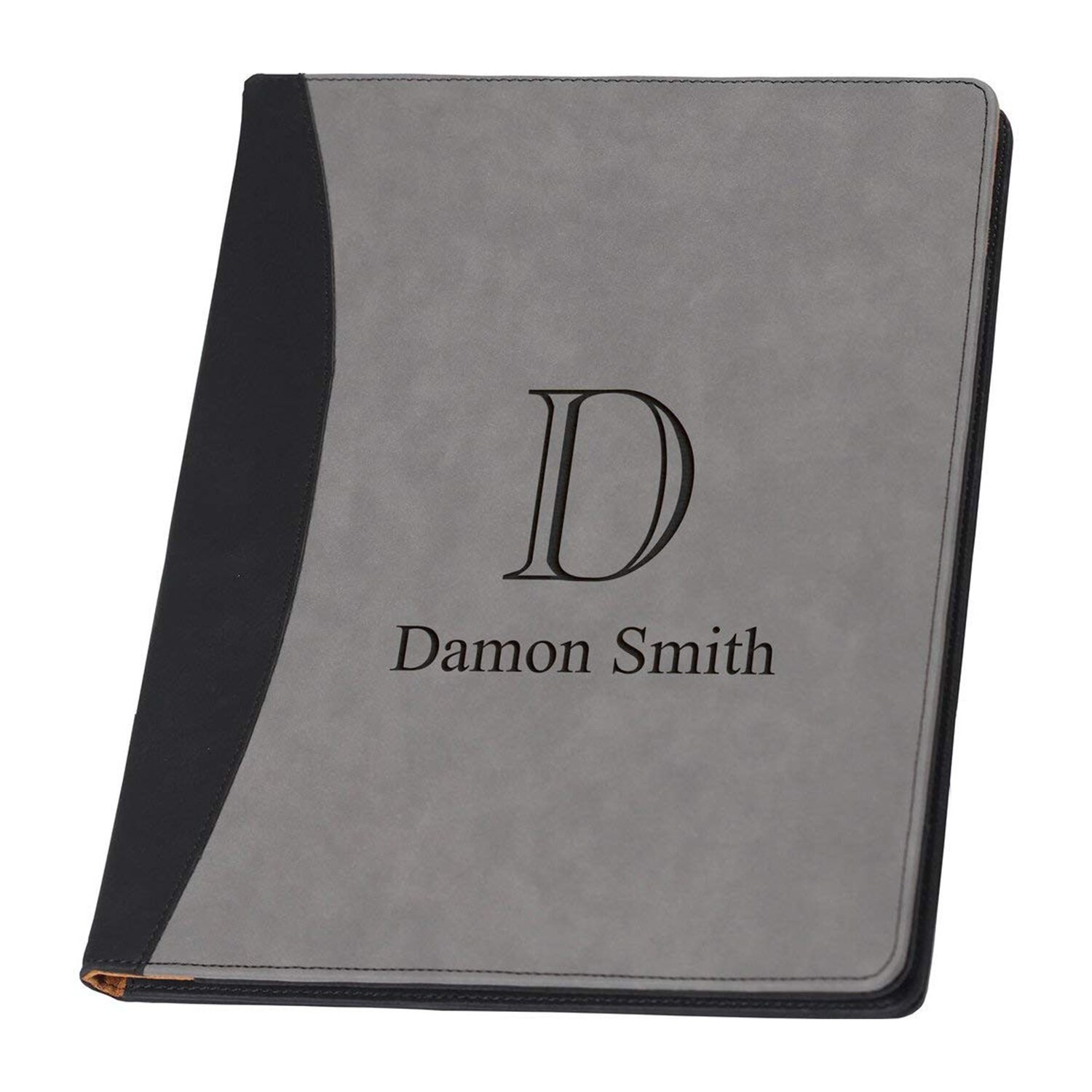 Faux Leather Business Portfolio or Padfolio Grey Writing Pad, Professional  Executive Organizer, Personalized, Initial and Name Included 