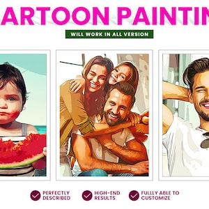 Efecto de pintura de dibujos animados, acción de Photoshop, pinceles de Photoshop, efectos de Photoshop, superposiciones de Photoshop, ajustes preestablecidos de Photoshop, filtro de fotos