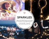 Glitter & Sparkle Photoshop Overlays Pack – Bokeh Light Effects - Sparkler Bundle for Magical Photo Editing, Glitter Overlay Backgrounds