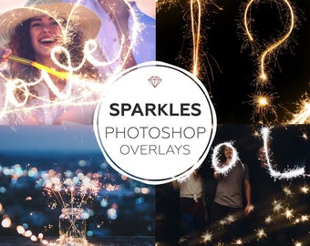 Glitter & Sparkle Photoshop Overlays Pack – Bokeh Light Effects - Sparkler Bundle for Magical Photo Editing, Glitter Overlay Backgrounds