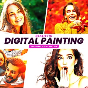 Realistic Digital Painting Effect, Photoshop Action,Photoshop Brushes,Photoshop Effects,Photoshop Overlays,Photoshop Presets,Photo Filter