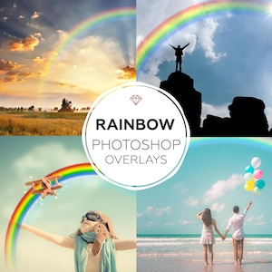 Superposición de Photoshop de arco iris realista, Superposición de Photoshop de arco iris, Nubes de arco iris, Superposición de arco iris para Photoshop, Efecto de Photoshop, Superposición de colores