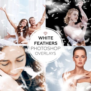 32 superposición de Photoshop de plumas blancas, superposición de Photoshop de plumas de ángel, superposición de plumas, superposición de plumas blancas para Photoshop, efectos de Photoshop