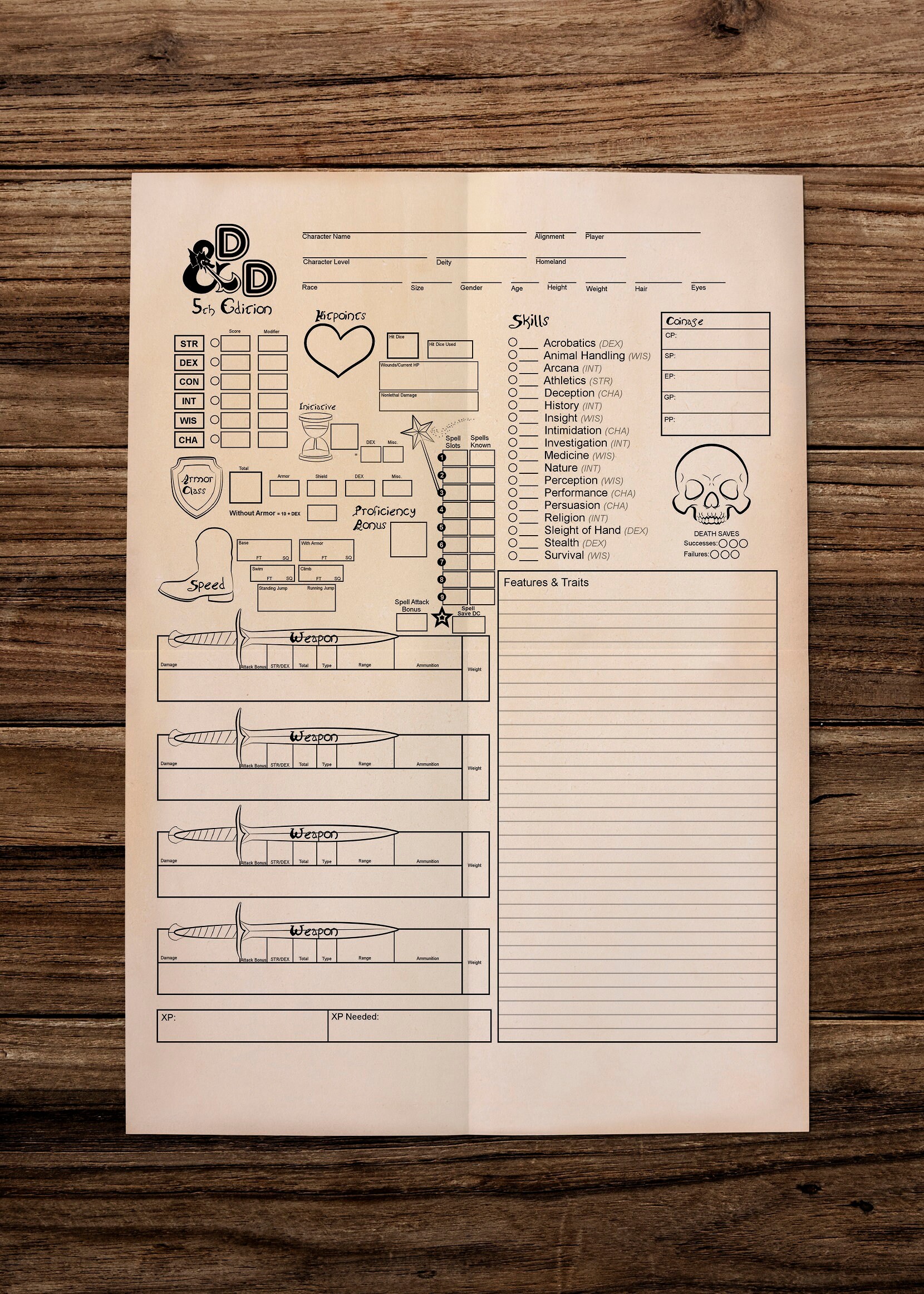 character sheets for dnd 5e printable character sheet etsy