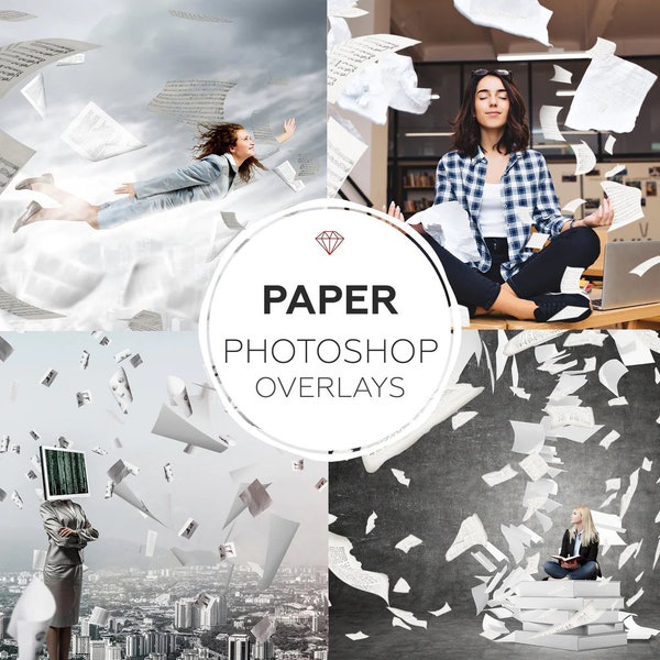 20 Flying Paper Photoshop Overlay, Papier Overlay, Flying Paper Overlay, Papier Overlay für Photoshop, Photoshop Effekte, Photoshop Overlays