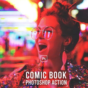 5 verschiedene Farben Cartoon Comic Buch Effekt, Photoshop Action, Photoshop Effekte, Photoshop Overlays, Photoshop Presets, Fotofilter