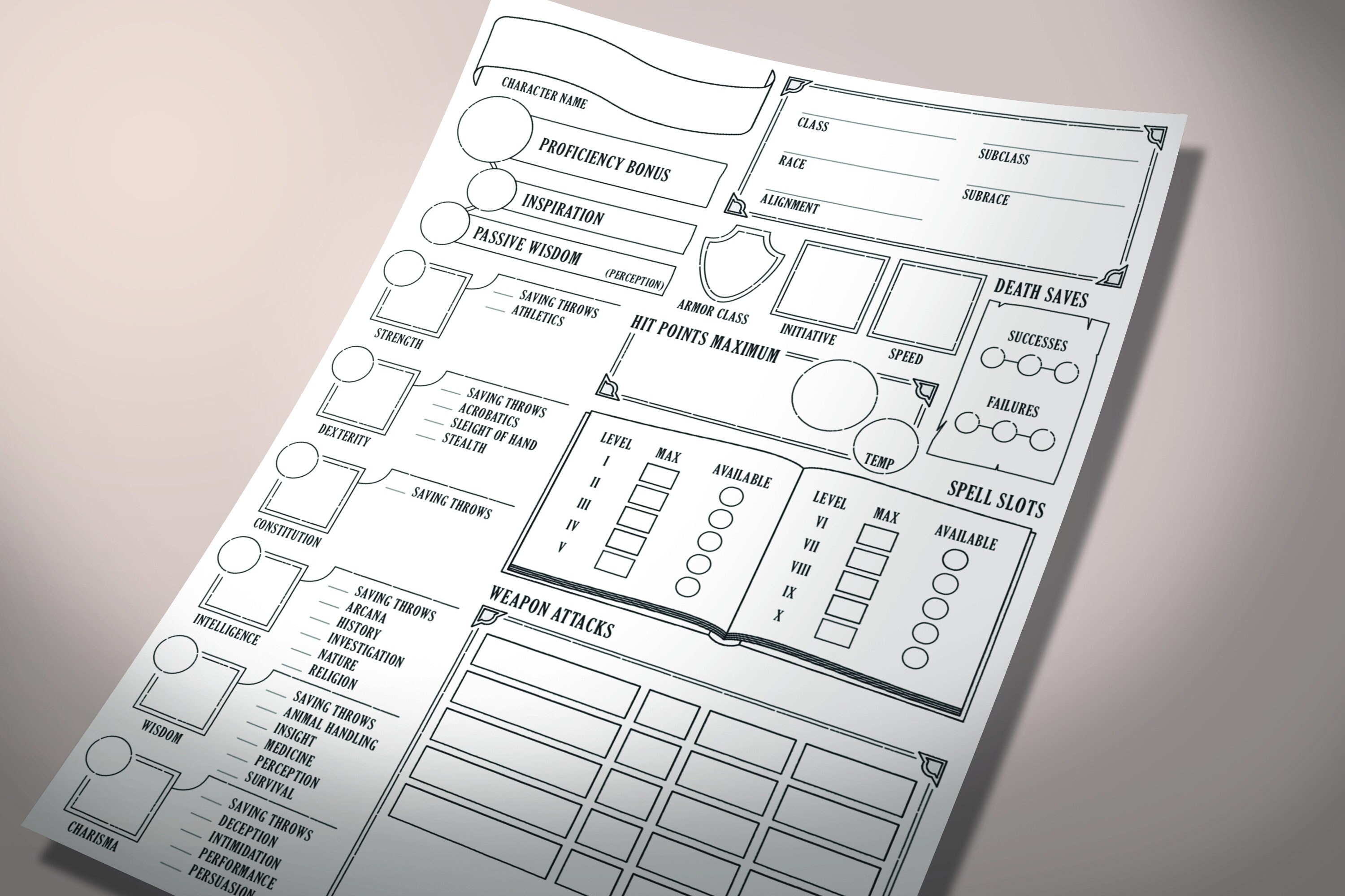 dnd 5e sheets etsy