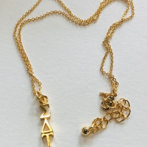 Sigma Delta Tau SDT Gold Lavaliere charm with chain, sorority Greek necklace
