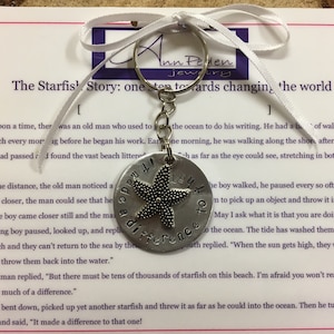 The Starfish Story keychain, it made a difference to that one, inspirational handstamped gift