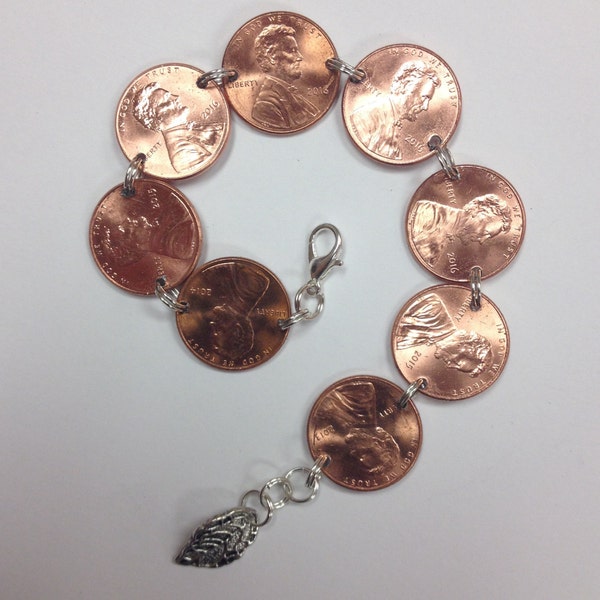 USA Coin Penny Copper Jewelry, A Penny for Your Thoughts Bracelet - Lucky Penny clasp bracelet