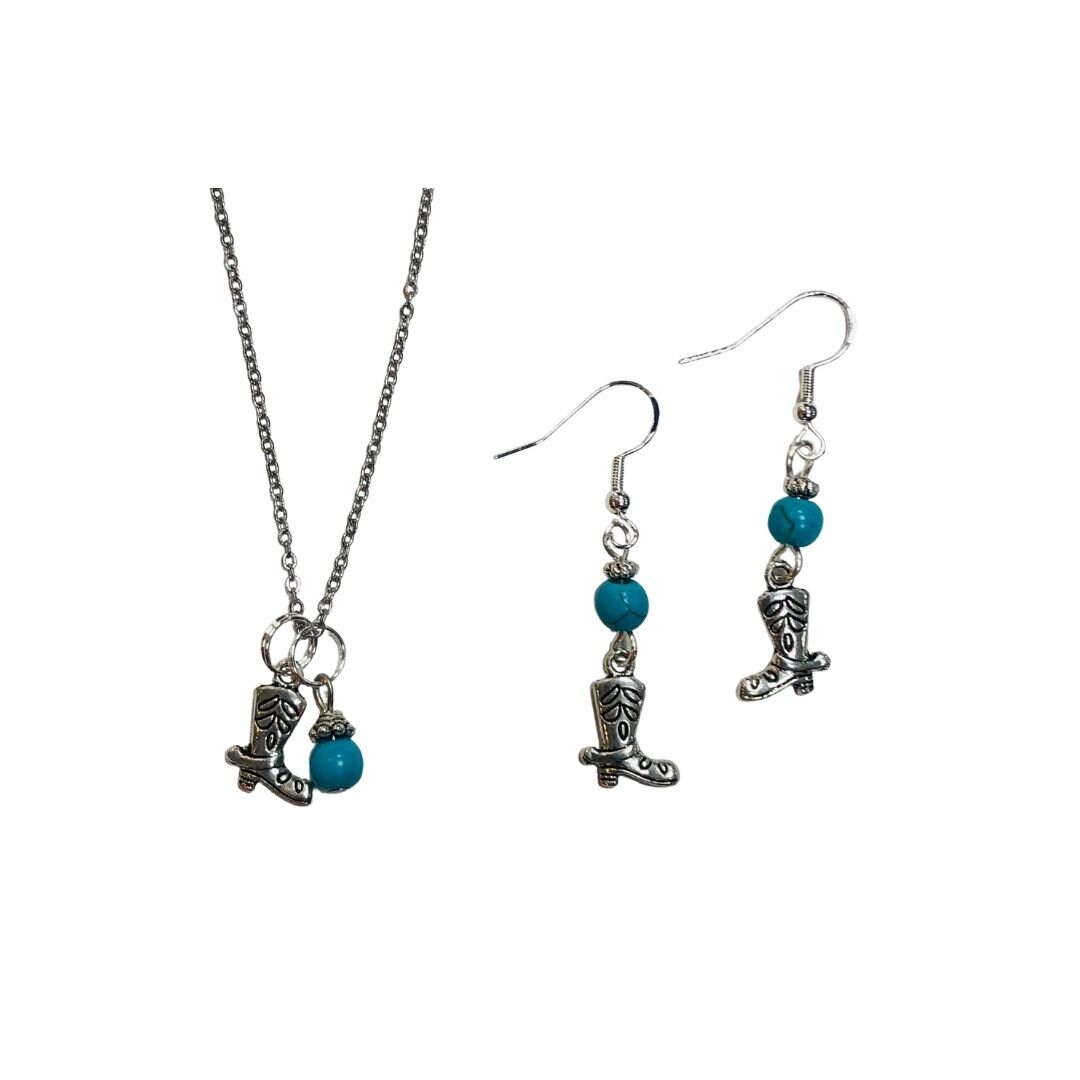 Orecchini A Stivale Da Cowboy In Argento 925 E Turchese - Gioielli Originali Per Bambine E Donne - 7x7 Mm