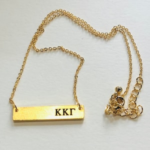 Kappa Kappa gama KKG Sorority Horizontale Bar Halskette aus 24K Gold Plate, KKG Sorority griechisches Geschenk