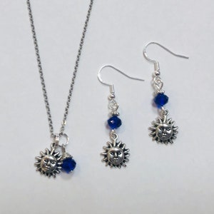 Sun, Sunshine or Celestial Necklace & Earring Set, on 18 inch chain, sterling silver earwires image 1