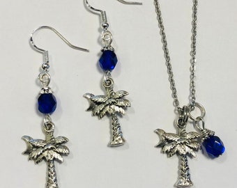 Palmetto Moon palmboom South Carolina ketting en oorbellen set