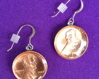 Örhängen i koppar med Lucky Penny USA-mynt och örhängen i 925 sterlingsilver