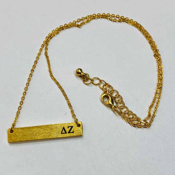 デルタゼータ DZ 水平バーネックレス 24K ゴールドプレート、DZ