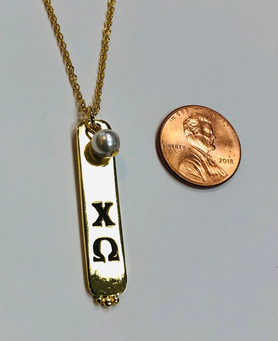 Chi Omega Chio CO Vertical Sorority Bar Necklace in 24K Gold Plate Etsy UK