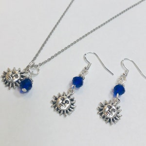 Sun, Sunshine or Celestial Necklace & Earring Set, on 18 inch chain, sterling silver earwires image 3