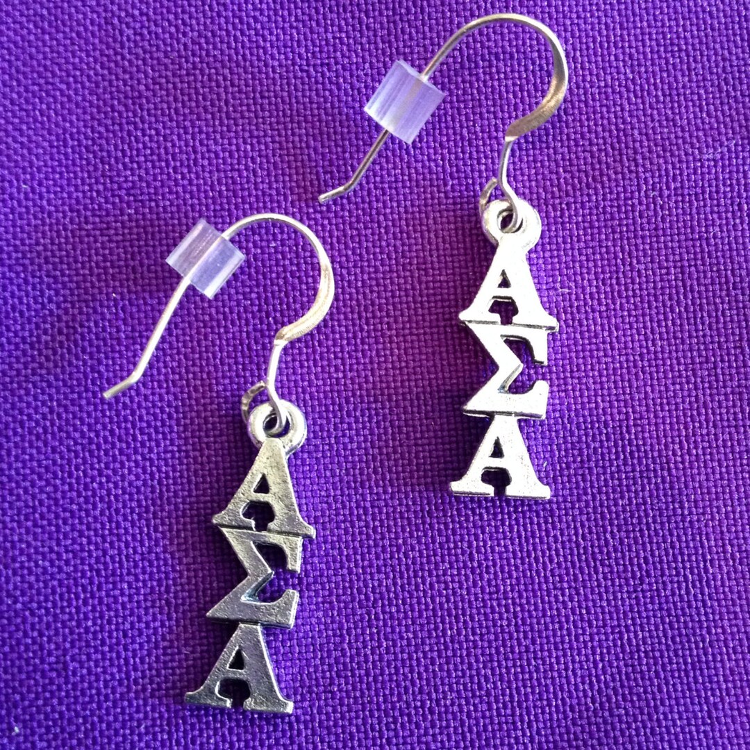 Alpha Sigma Alpha ASA Greek Sorority Lavaliere Earrings on