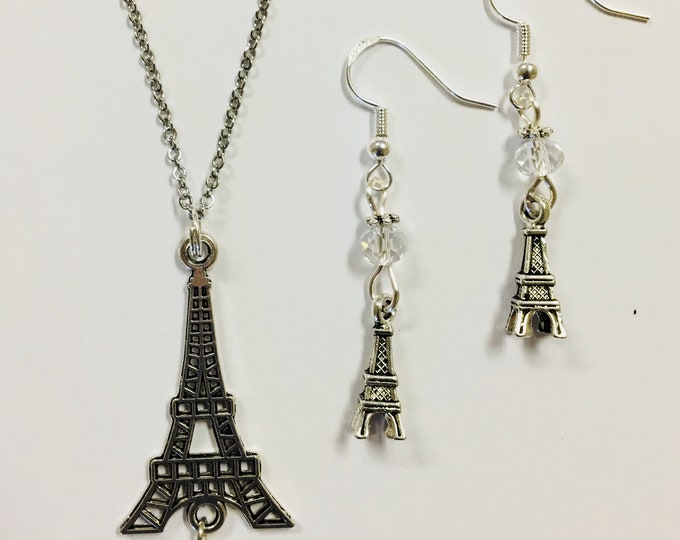 Sale!!!  Eiffel Tower Necklace & Earring Set, Paris jewelry, Parisian jewelry, french jewelry