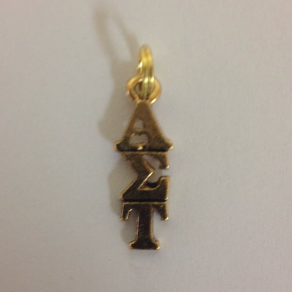 Alpha Sigma Tau AST Sorority Greek Lavaliere Charm in 24K gold plate, officially licensed