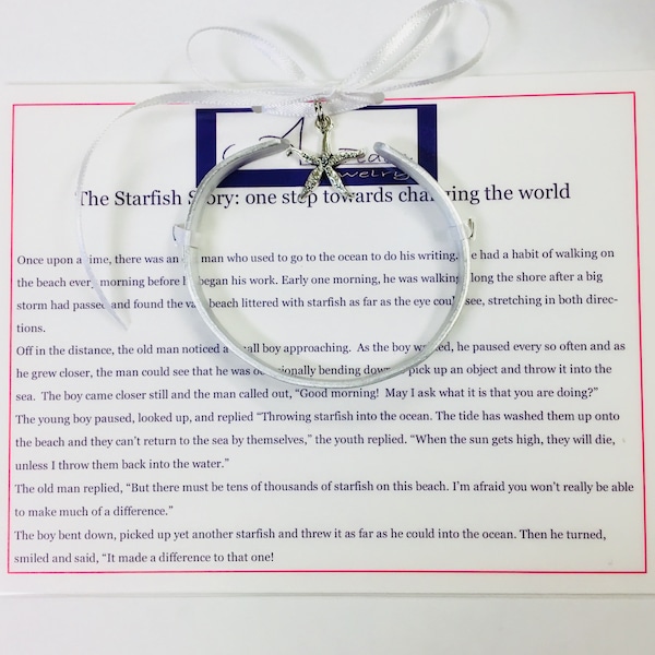 The Starfish Bracelet, it made a difference to that one, handstamped inspirational quote bracelet