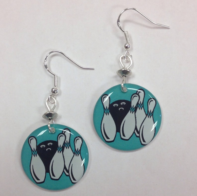 Bowling Pin /& Bowling Ball Earrings on sterling silver earwires Bowling