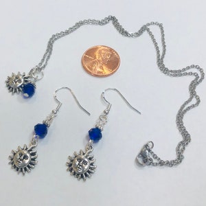 Sun, Sunshine or Celestial Necklace & Earring Set, on 18 inch chain, sterling silver earwires image 2