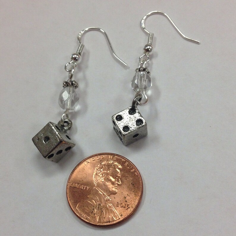 Bunco Dice Earrings with faceted clear crystal accent beads Etsy