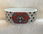 Imari Style Porcelain Bowl, Japanese Porcelain Bowl, Green Red Blue on White Porcelain Bowl
