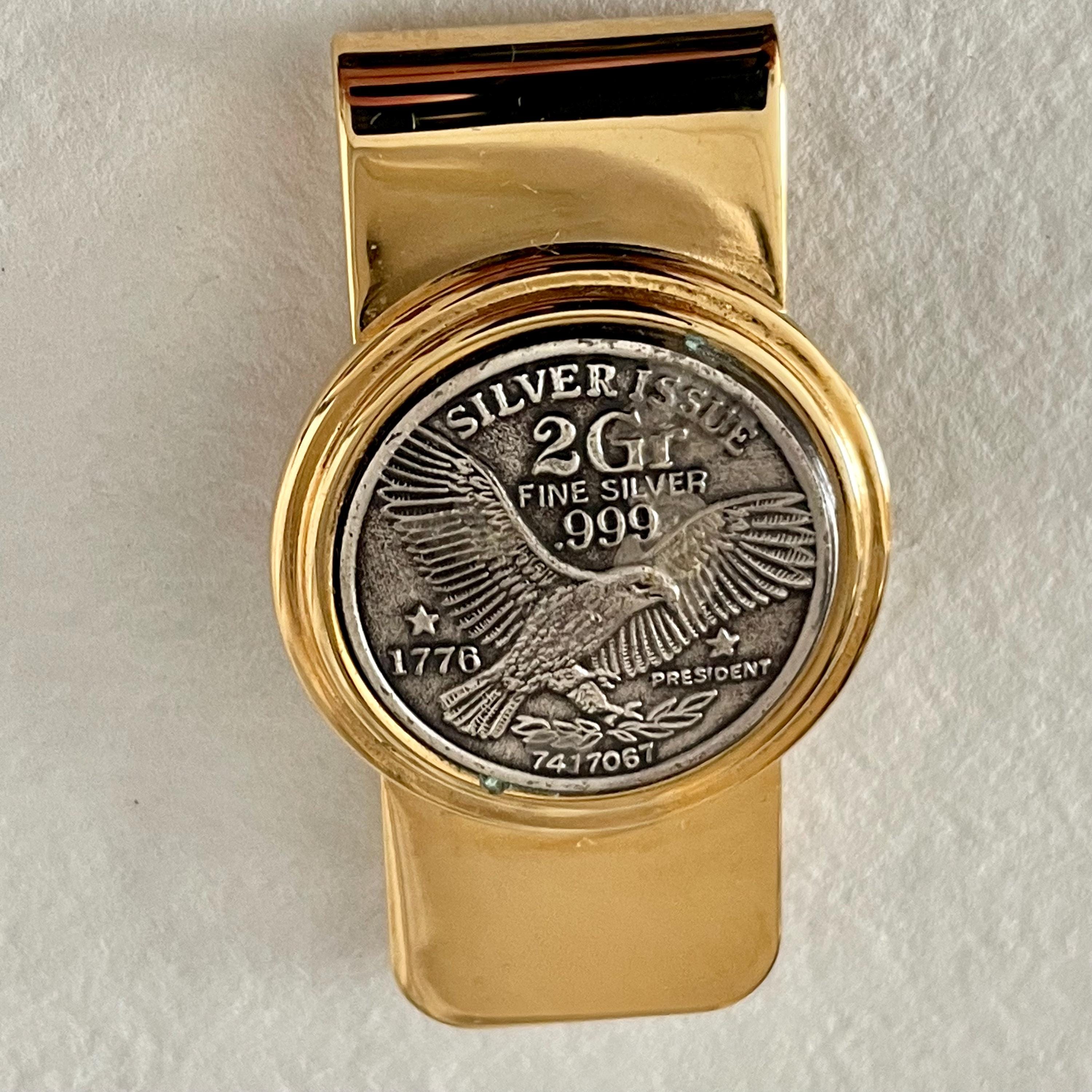 Silver Issue Money Clip, 2 Gr Fine Silver. .999, Gold Tone
