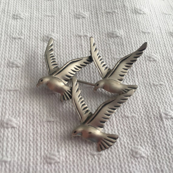 Beau Sterling Seagulls Pin, Beaucraft Sterling Sil