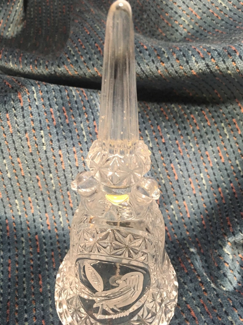 Hofbauer Lead Crystal Pressed Glass Bell with Etched Birds Etsy