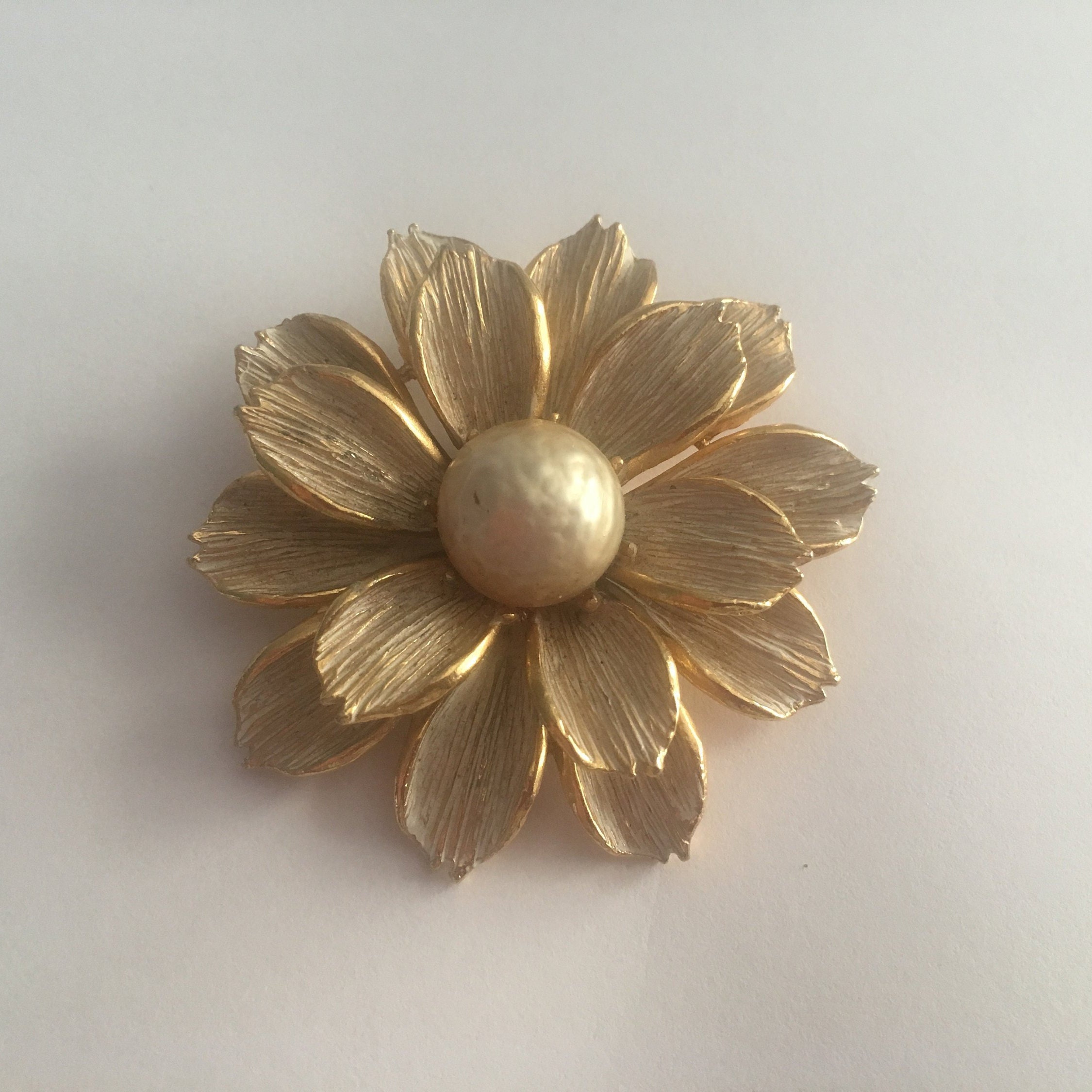 Vintage CORO Two-Tone Flower Brooch