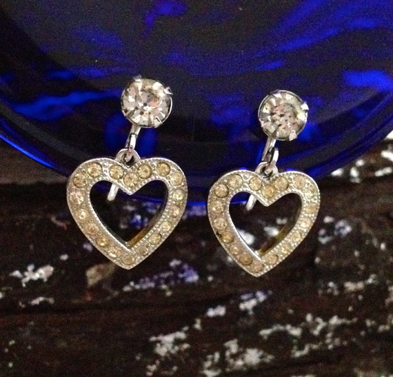 Weiss Heart Shaped Rhinestone Dangle Screw Back Earrings Rhinestone Screw Back Heart Dangle Earring Wedding Earrings Bridal Earrings Etsy Canada